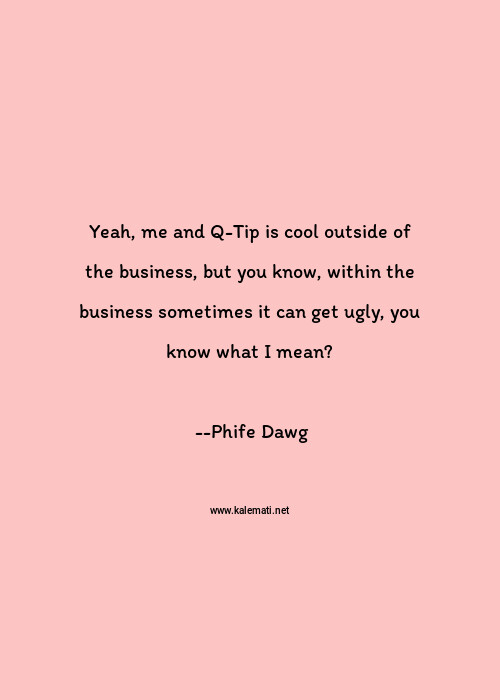 Phife Dawg Quote Yeah Me And Q Tip Is Cool Outside Of The Business But You Know Within The Business Sometimes It Can Get Ugly You Know What I Mean Mean Quotes