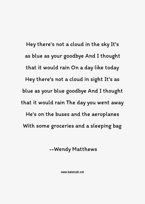 wendy matthews the day you went away